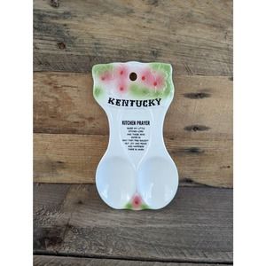 Vintage Kentucky Souvenir Kitchen Prayer Ceramic Double Spoon Rest